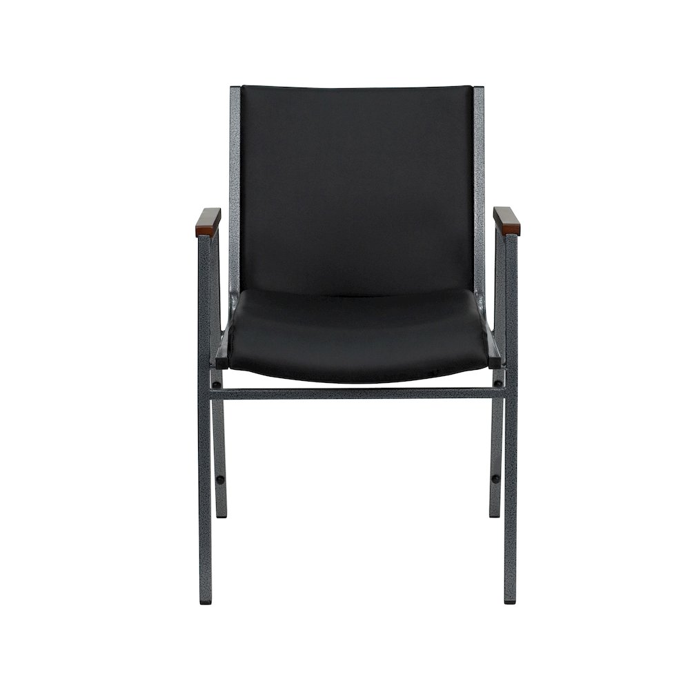 Heavy Duty Black Vinyl Stack Chair with Arms. Picture 4