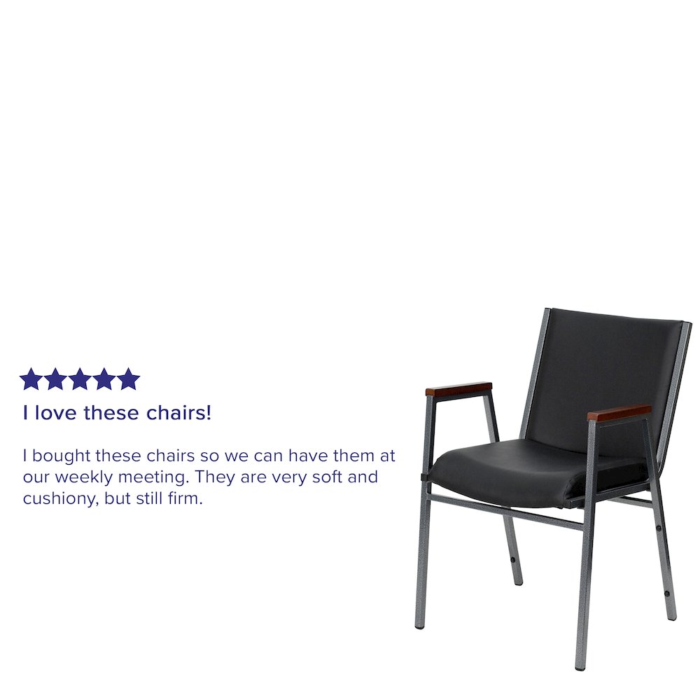Heavy Duty Black Vinyl Stack Chair with Arms. Picture 9