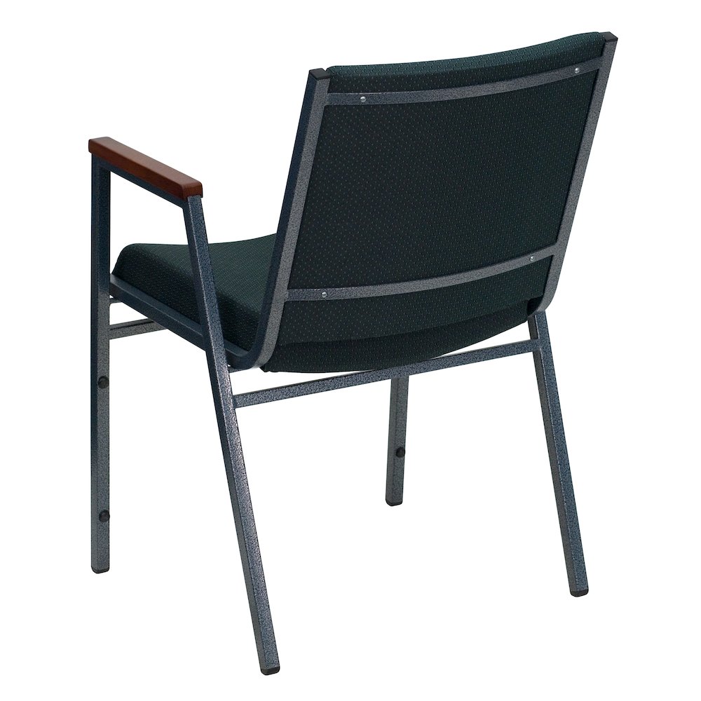 Heavy Duty Green Patterned Fabric Stack Chair with Arms. Picture 3