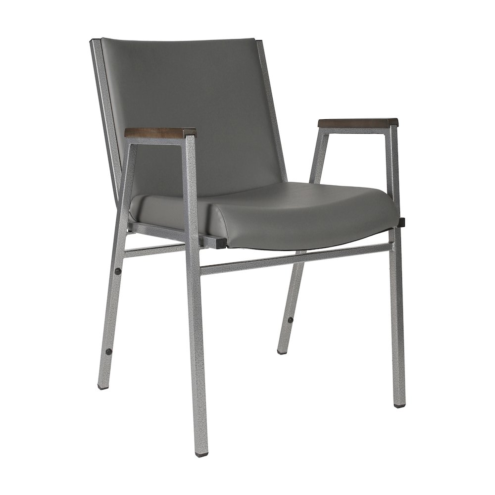 HERCULES Heavy Duty Gray Vinyl Stack Chair with Arms. Picture 1