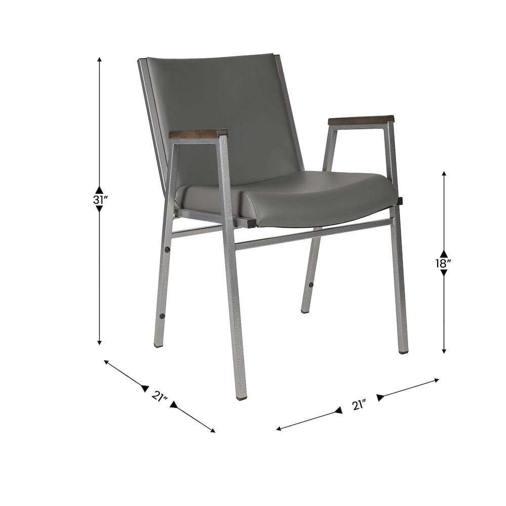HERCULES Heavy Duty Gray Vinyl Stack Chair with Arms. Picture 4