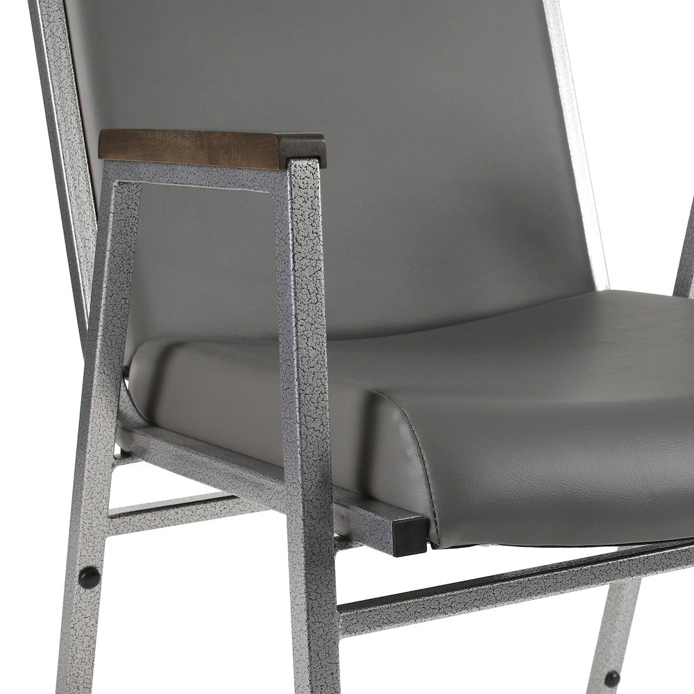 HERCULES Heavy Duty Gray Vinyl Stack Chair with Arms. Picture 10