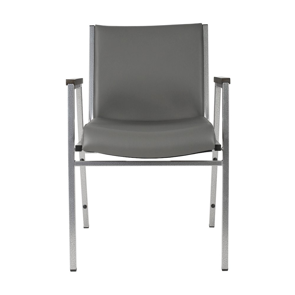 HERCULES Heavy Duty Gray Vinyl Stack Chair with Arms. Picture 9