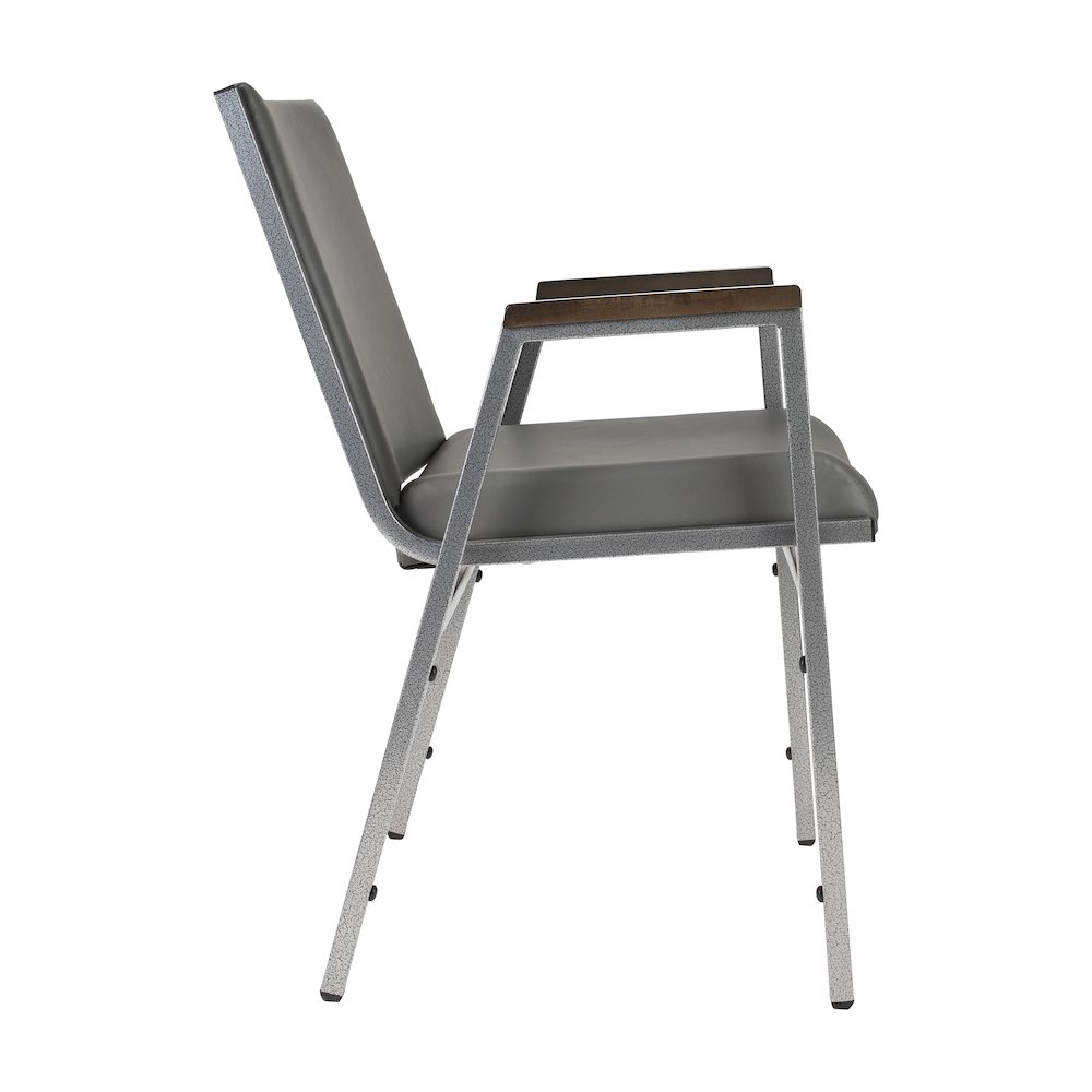 HERCULES Heavy Duty Gray Vinyl Stack Chair with Arms. Picture 8