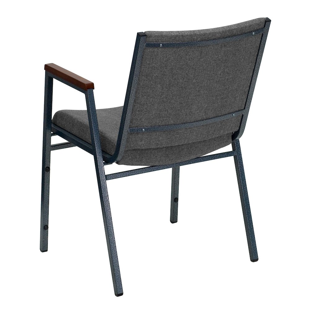 Heavy Duty Gray Fabric Stack Chair with Arms. Picture 3