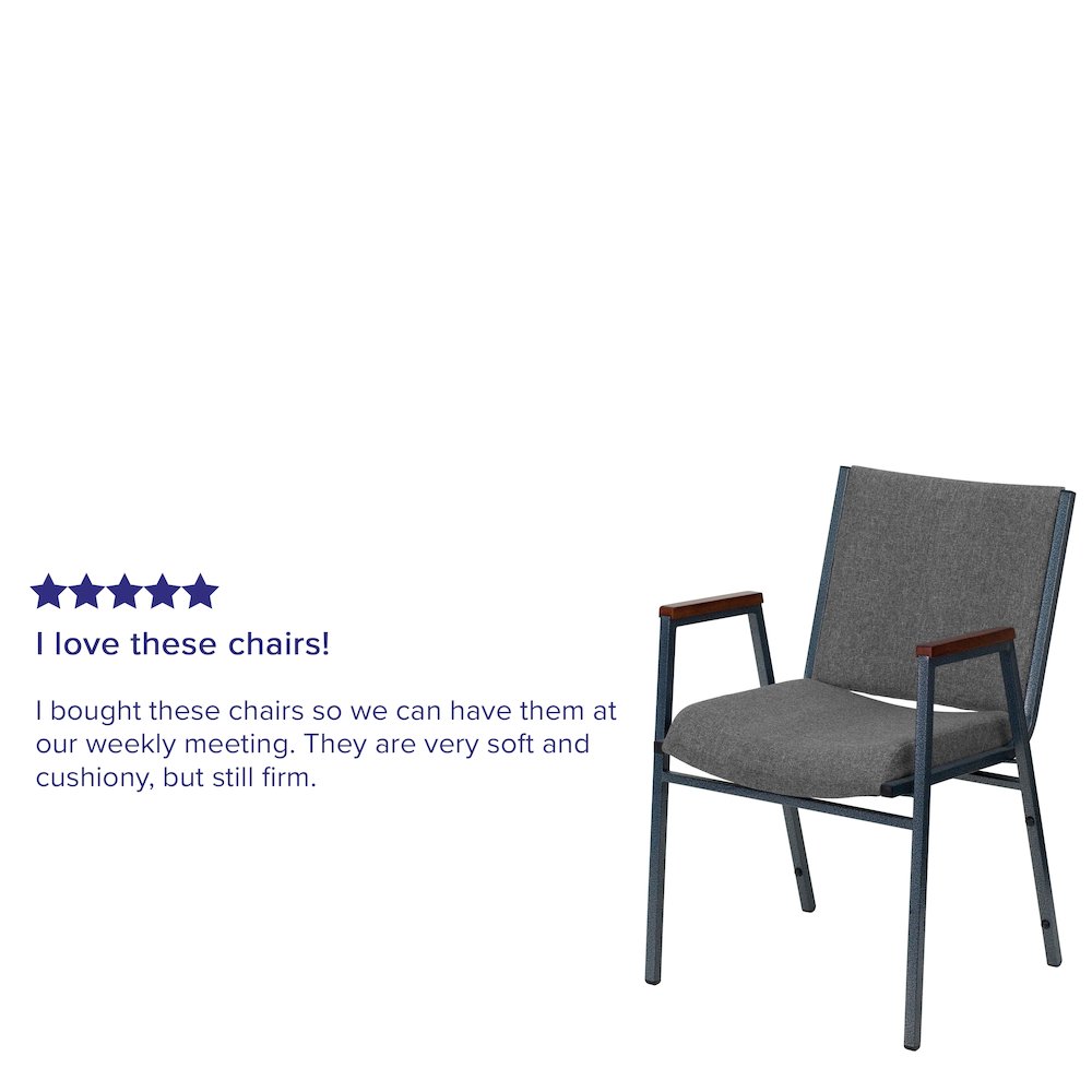 Heavy Duty Gray Fabric Stack Chair with Arms. Picture 6