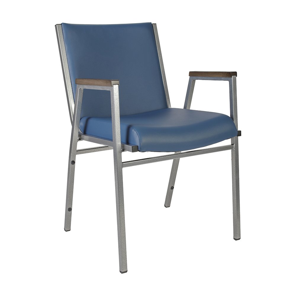 HERCULES Heavy Duty Navy Vinyl Stack Chair with Arms. Picture 1