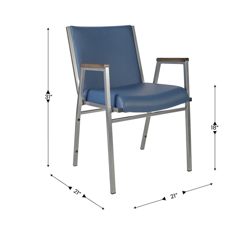 HERCULES Heavy Duty Navy Vinyl Stack Chair with Arms. Picture 4