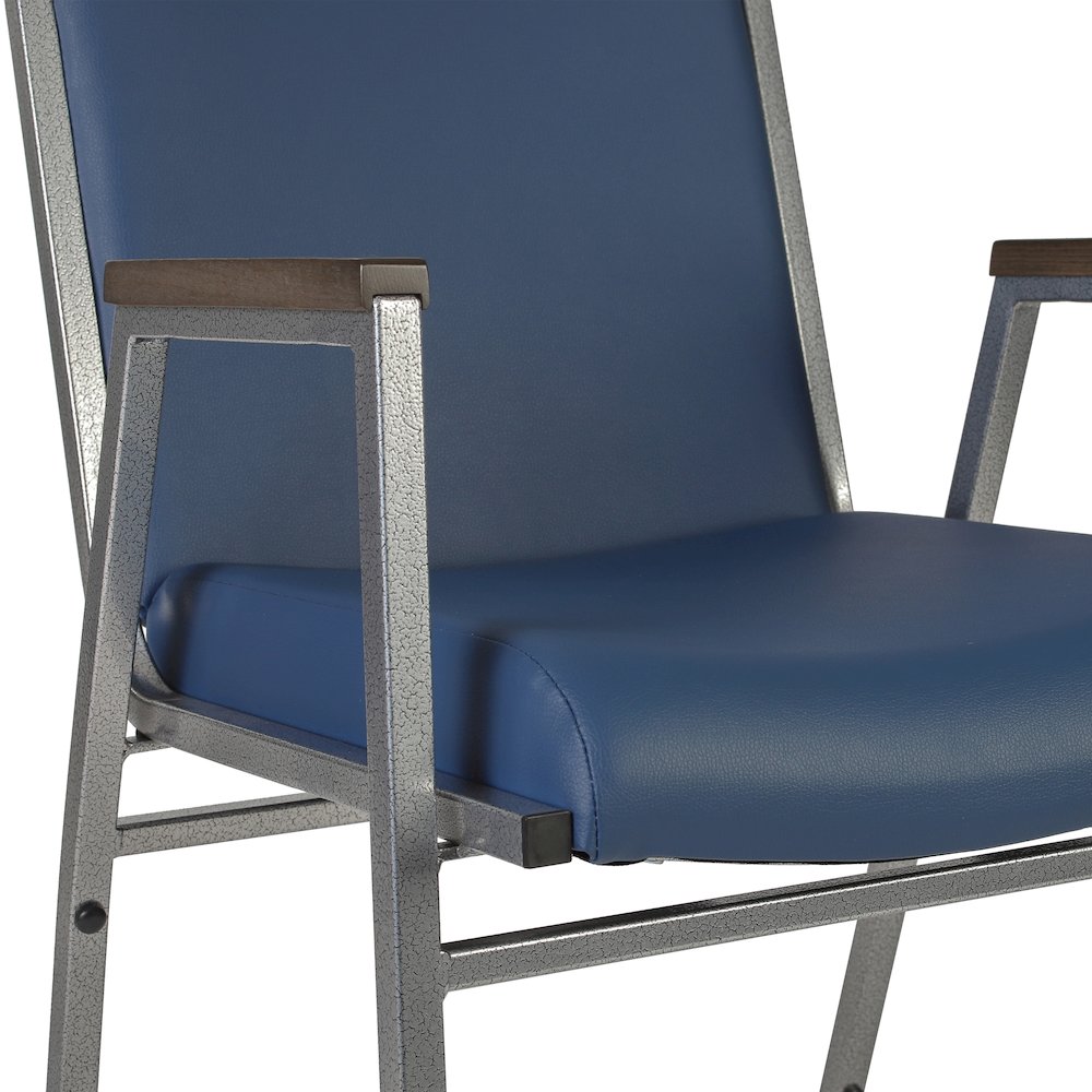 HERCULES Heavy Duty Navy Vinyl Stack Chair with Arms. Picture 10