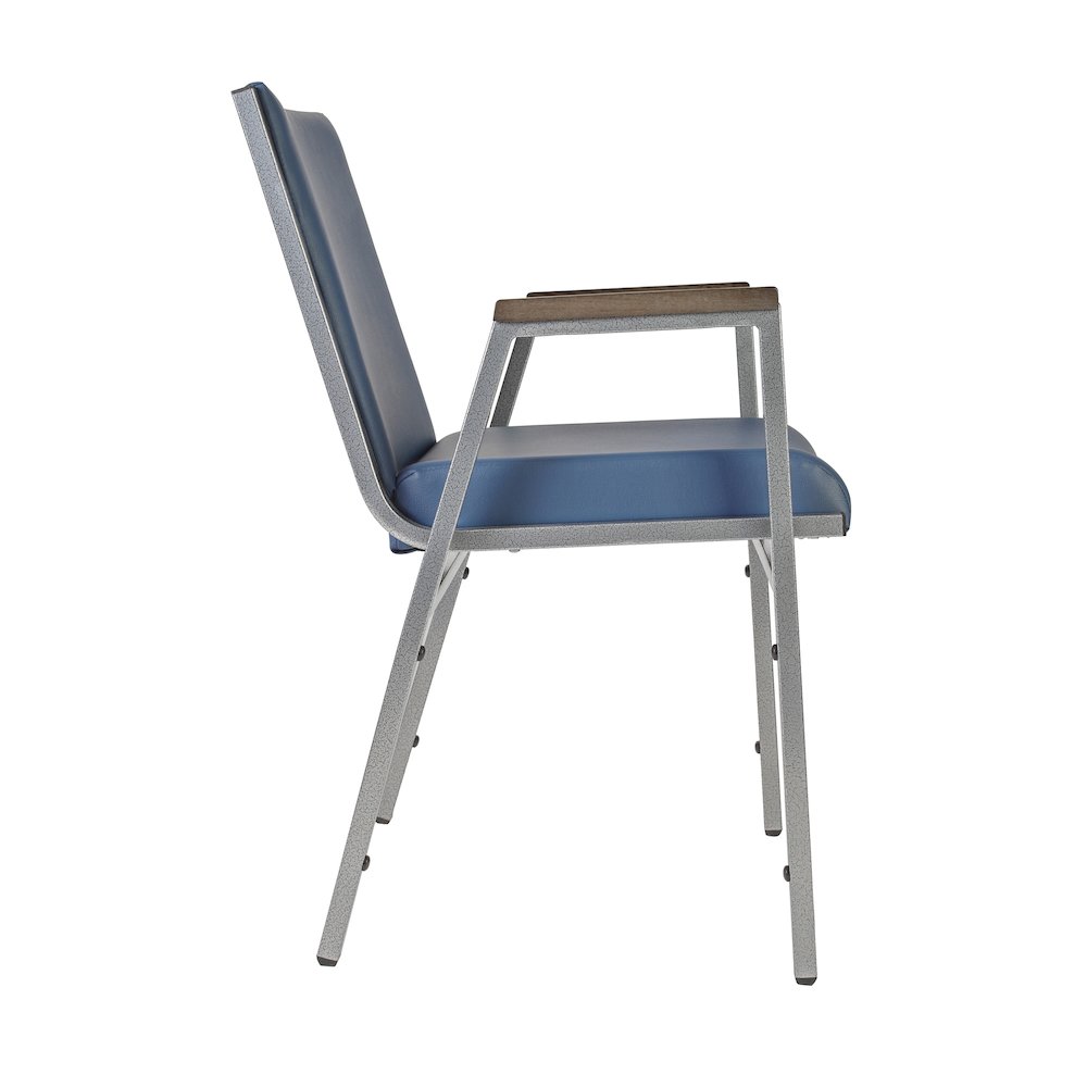 HERCULES Heavy Duty Navy Vinyl Stack Chair with Arms. Picture 8