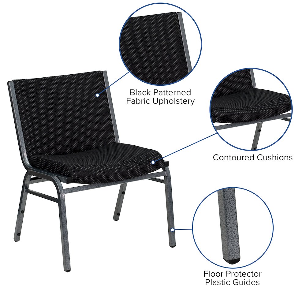 Big & Tall 1000 lb. Rated Black Fabric Stack Chair. Picture 7