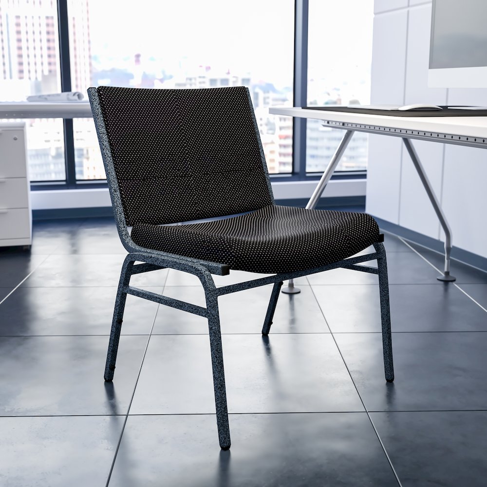 Big & Tall 1000 lb. Rated Black Fabric Stack Chair. Picture 2
