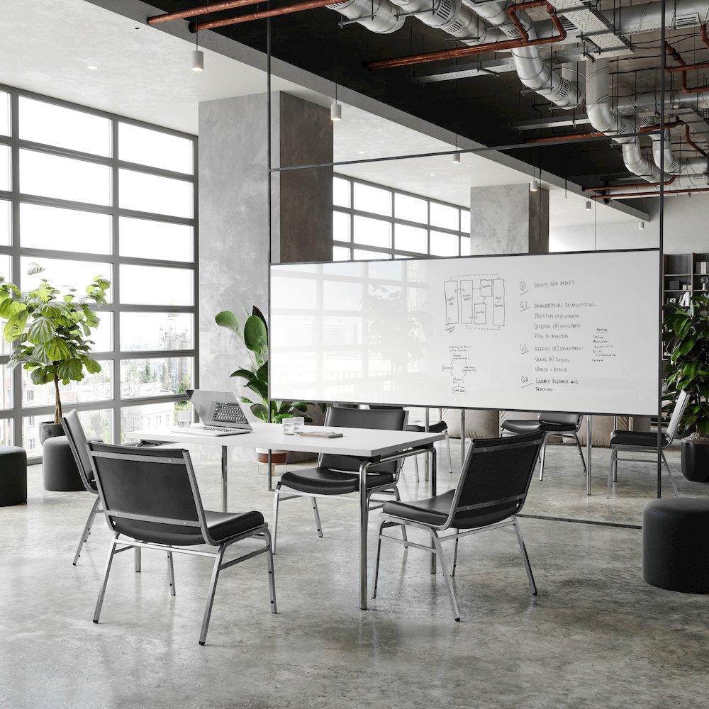 HERCULES Big & Tall 1000 lb. Rated Black Vinyl Stack Chair. Picture 3