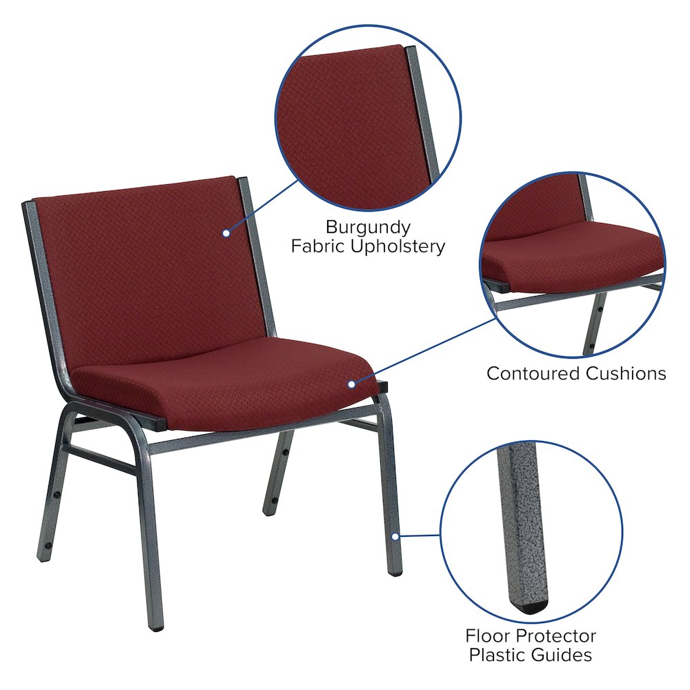 Big & Tall 1000 lb. Rated Burgundy Fabric Stack Chair. Picture 7