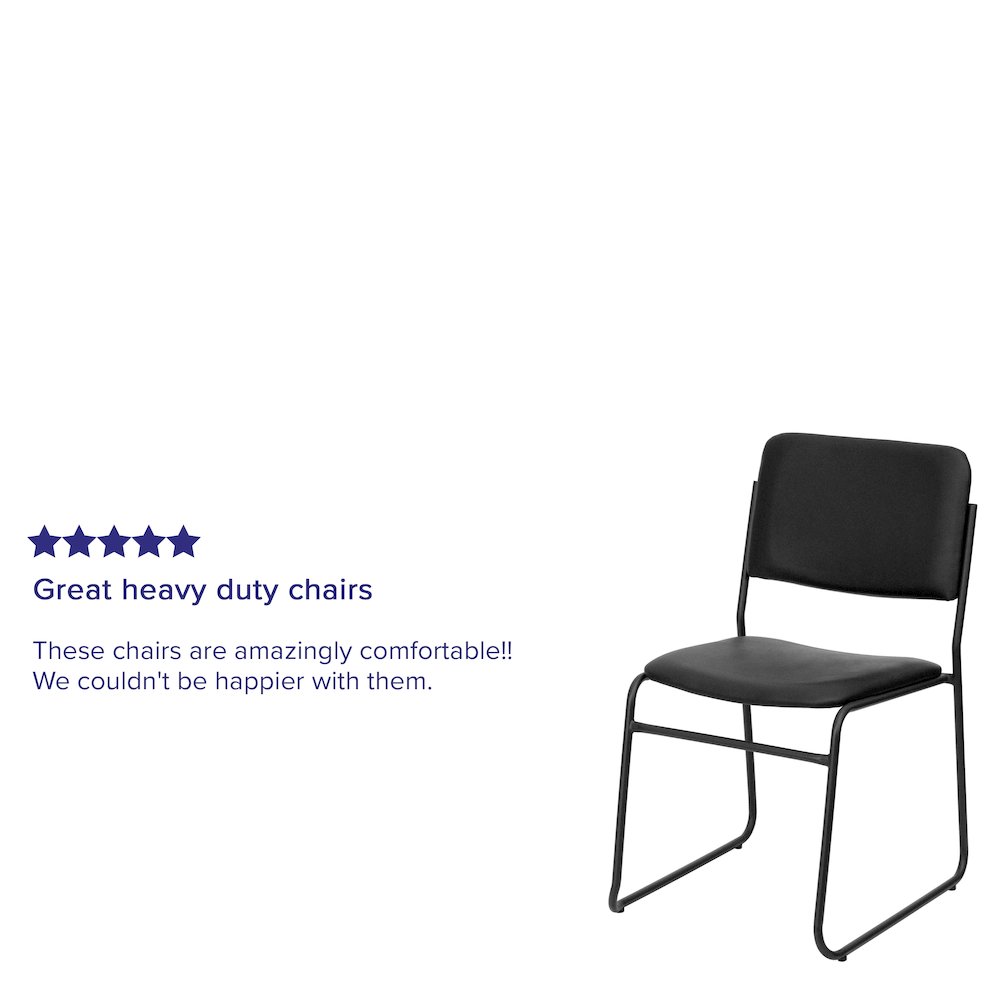 500 lb. Capacity High Density Black Vinyl Stacking Chair with Sled Base. Picture 4