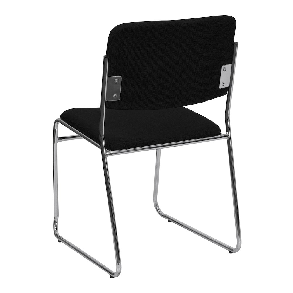 500 lb. Capacity Black Fabric High Density Stacking Chair with Chrome Sled Base. Picture 7
