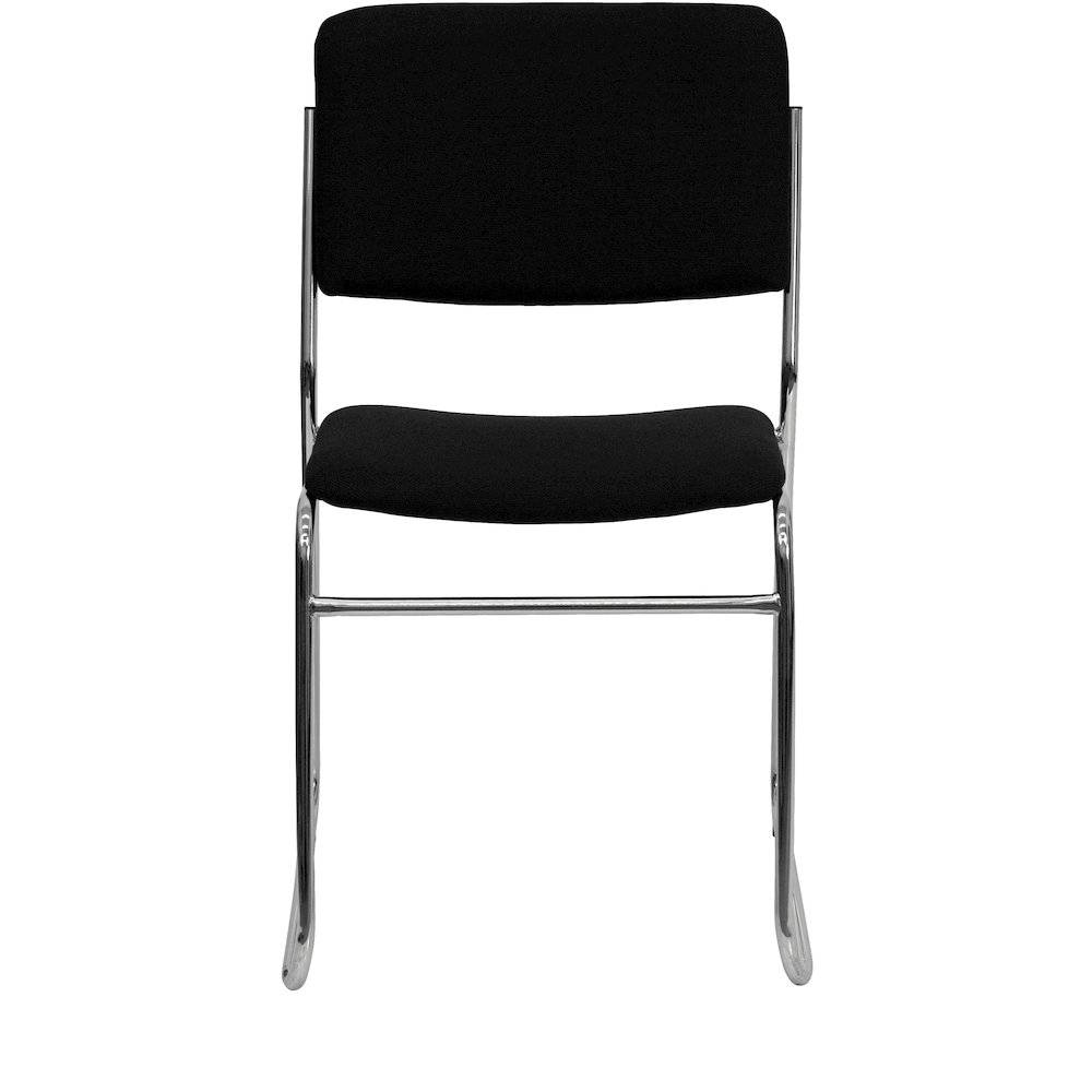 500 lb. Capacity Black Fabric High Density Stacking Chair with Chrome Sled Base. Picture 10