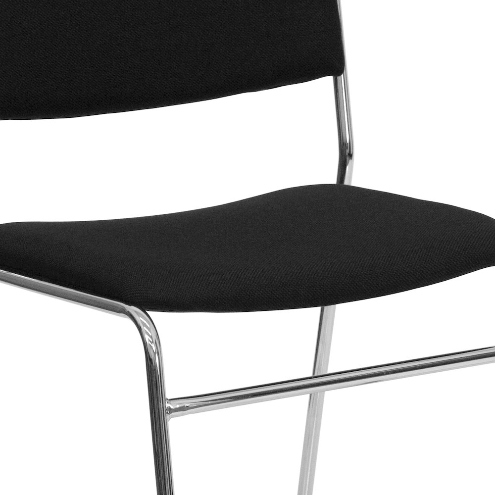 500 lb. Capacity Black Fabric High Density Stacking Chair with Chrome Sled Base. Picture 11