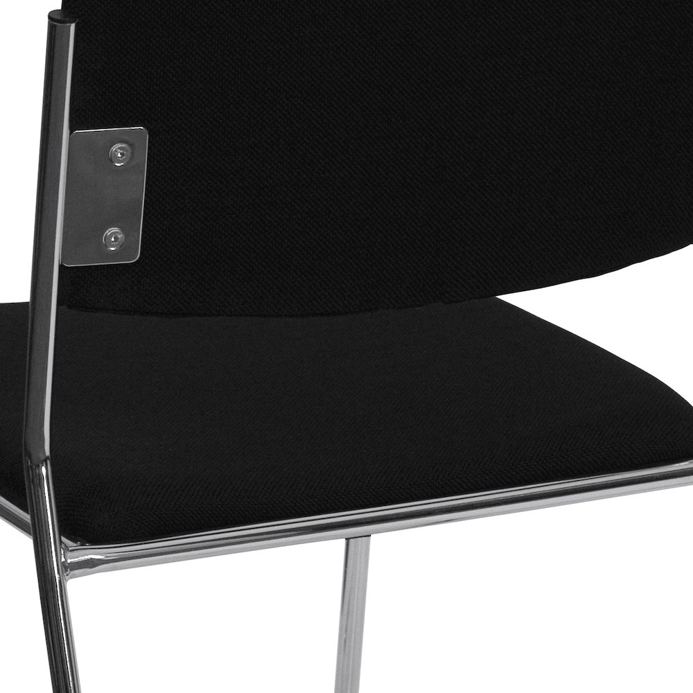 500 lb. Capacity Black Fabric High Density Stacking Chair with Chrome Sled Base. Picture 8