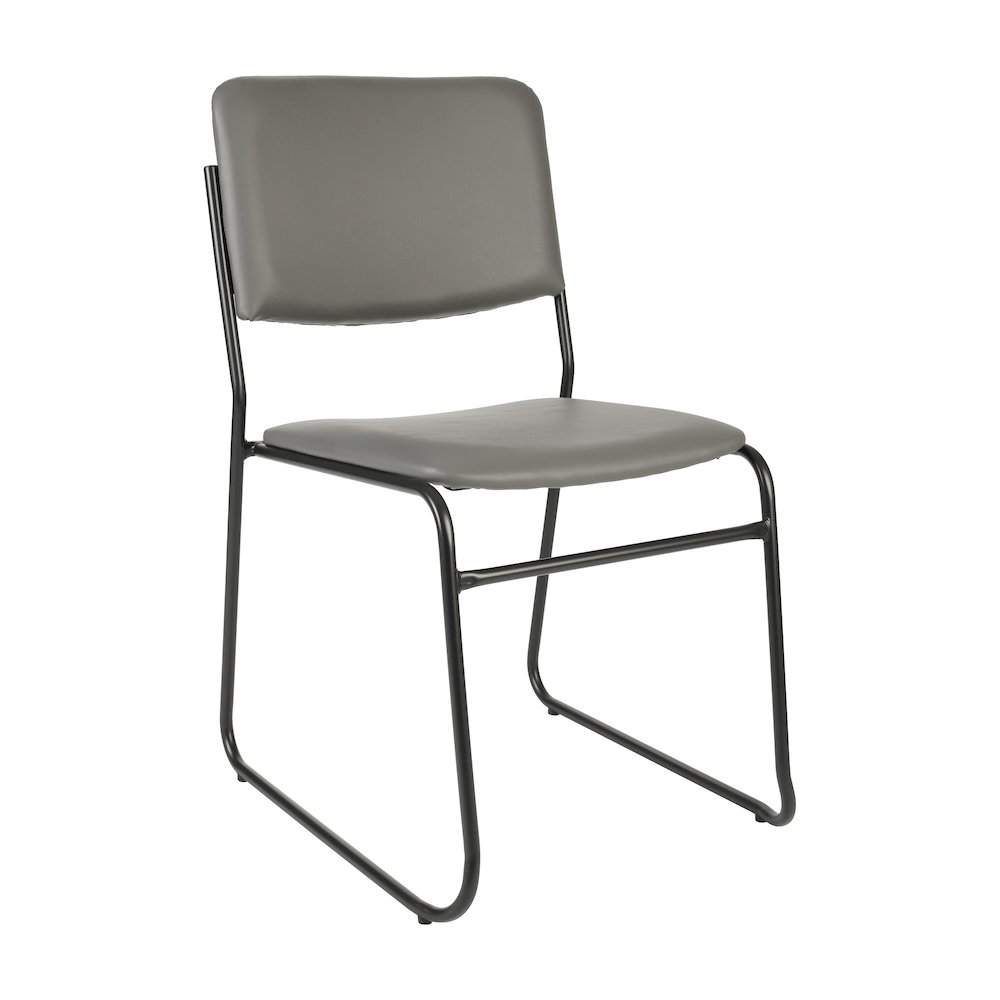 HERCULES 500 lb. Capacity High Density Gray Vinyl Stacking Chair with Sled Base. Picture 1