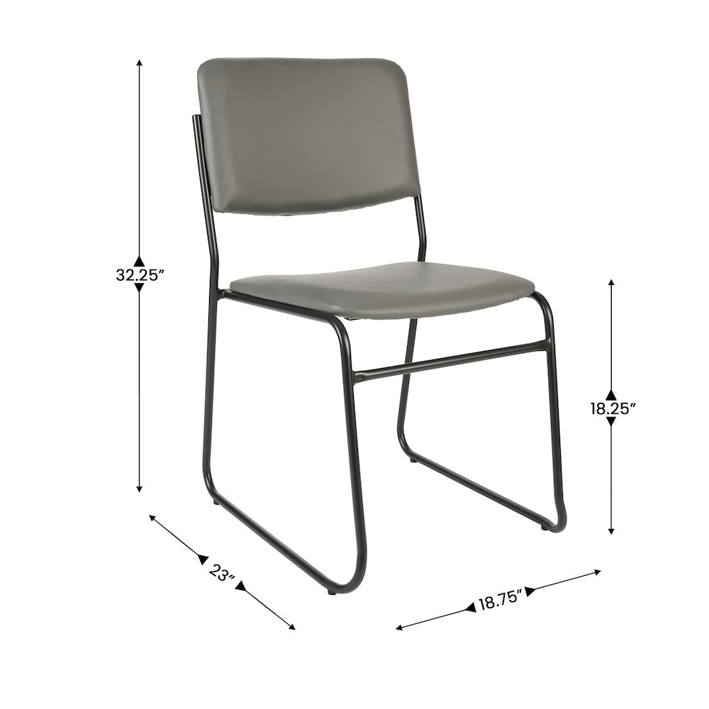 HERCULES 500 lb. Capacity High Density Gray Vinyl Stacking Chair with Sled Base. Picture 4