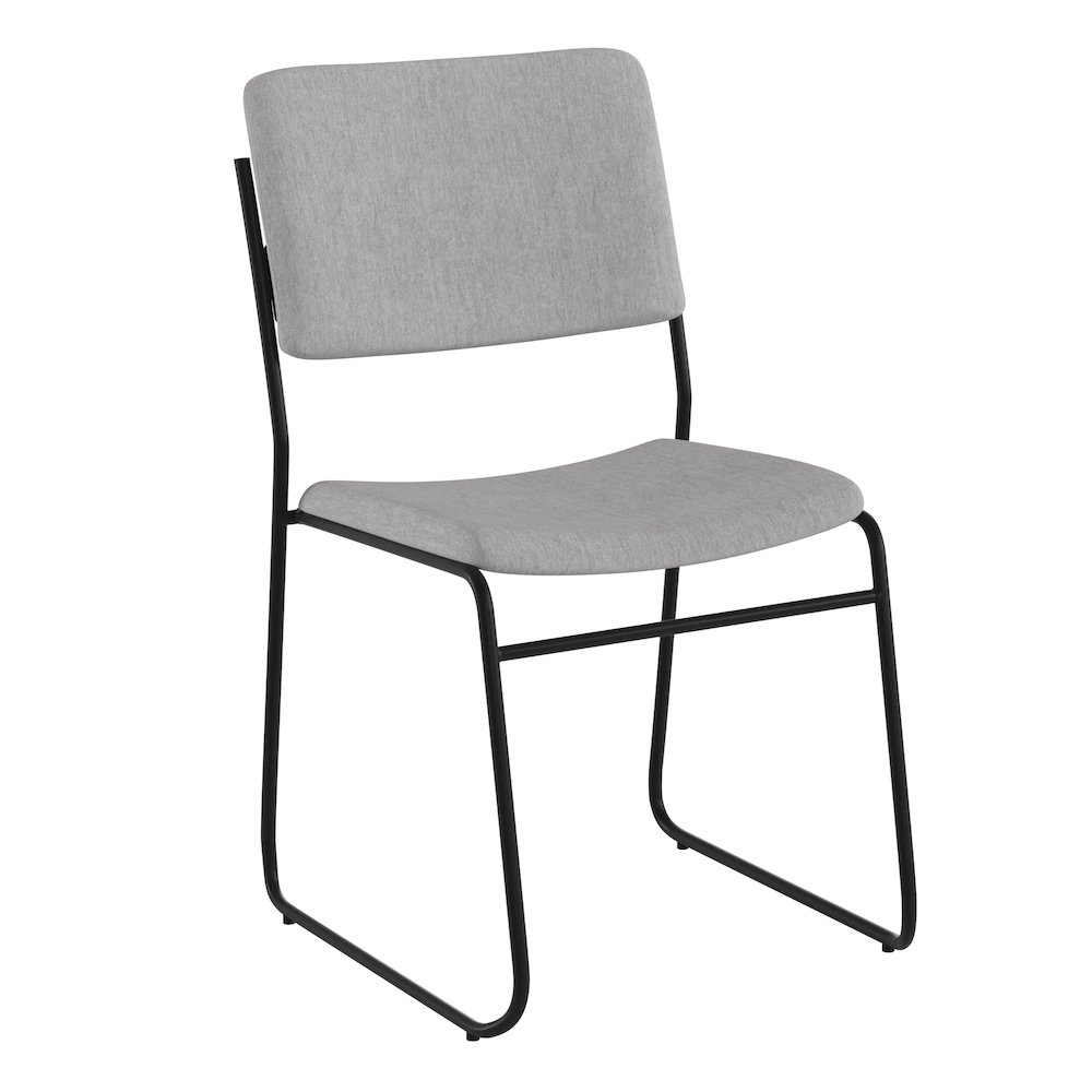 500 lb. Capacity High Density Gray Fabric Stacking Chair with Sled Base. Picture 1