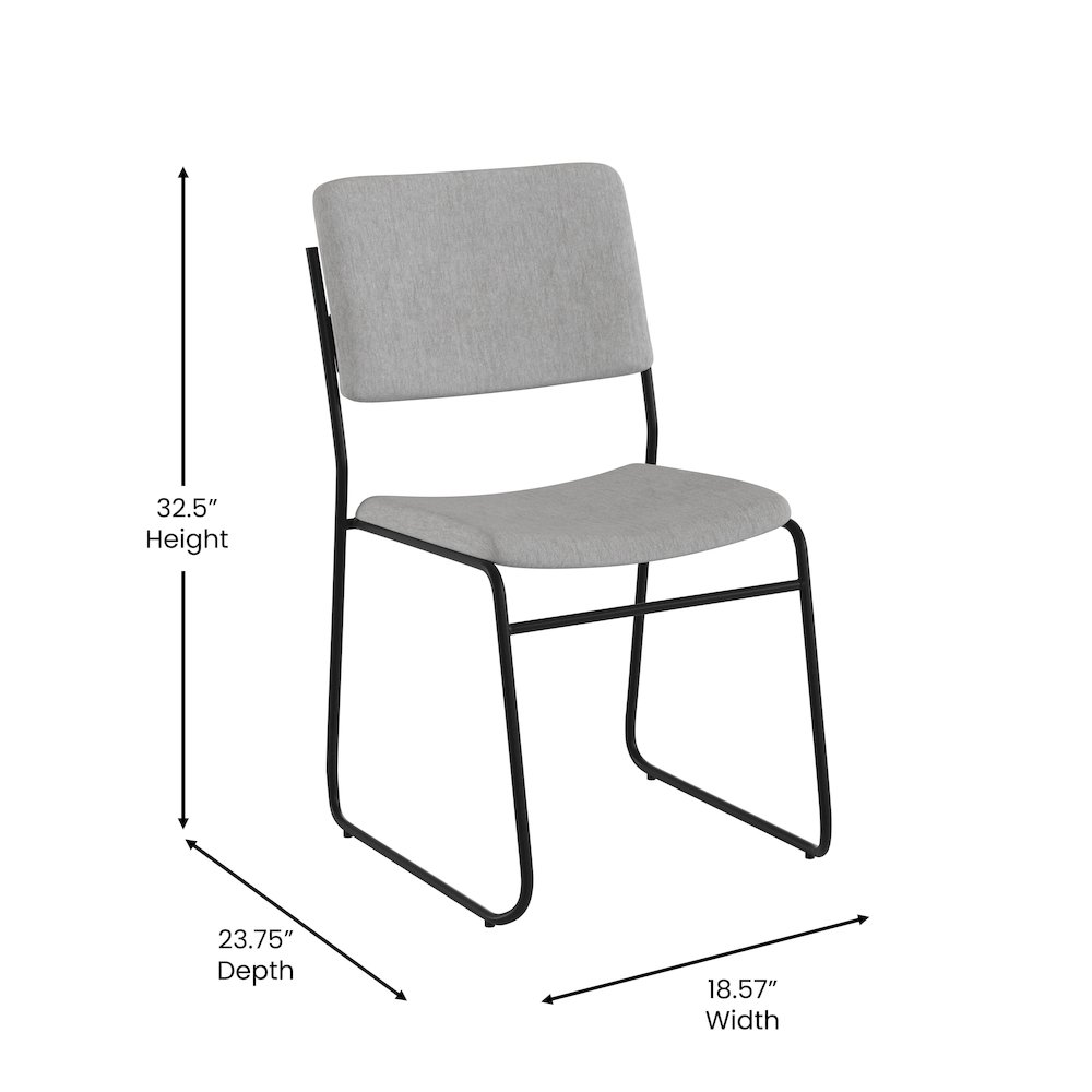 500 lb. Capacity High Density Gray Fabric Stacking Chair with Sled Base. Picture 5