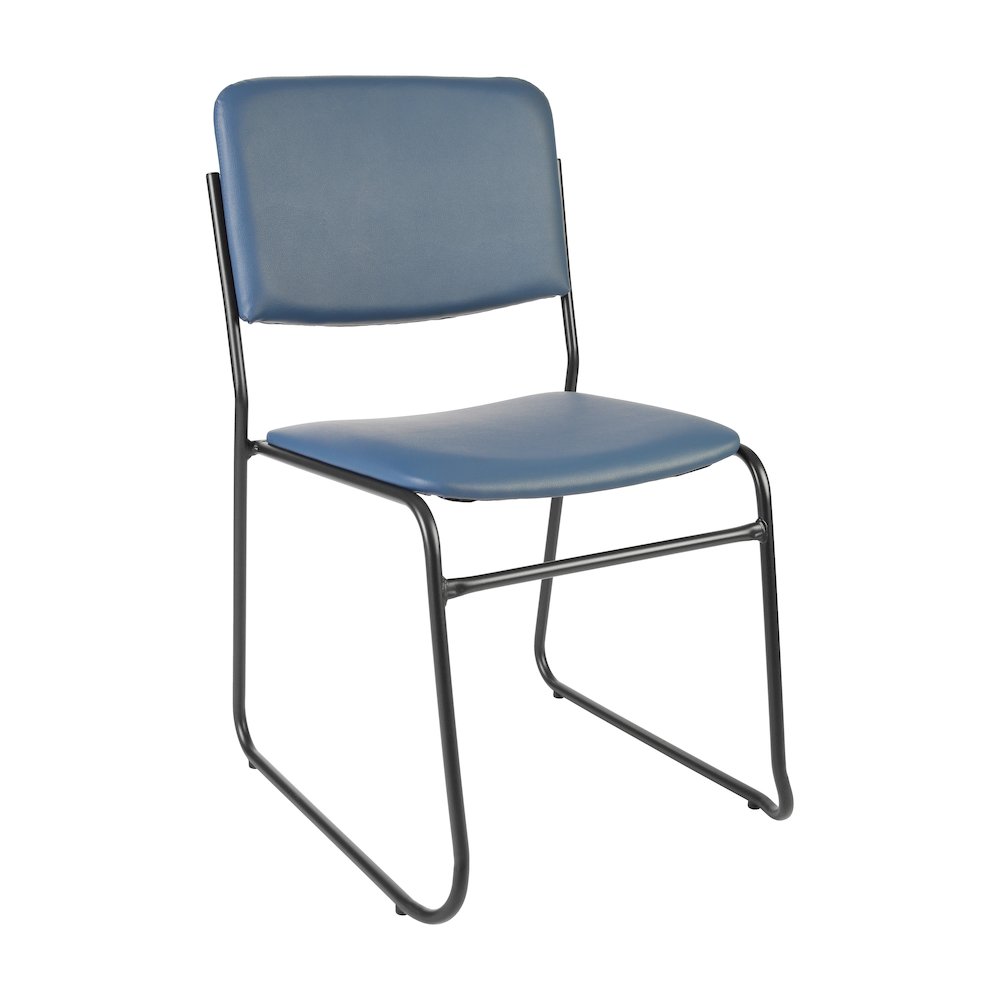 HERCULES 500 lb. Capacity High Density Navy Vinyl Stacking Chair with Sled Base. Picture 1
