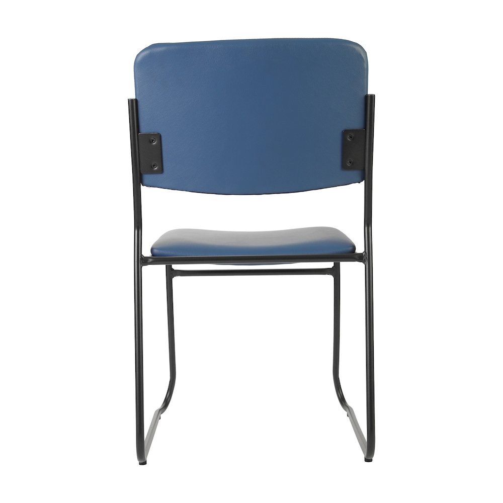 HERCULES 500 lb. Capacity High Density Navy Vinyl Stacking Chair with Sled Base. Picture 6