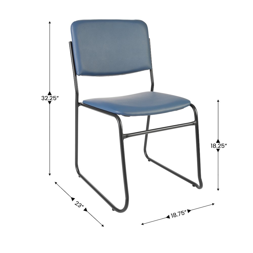 HERCULES 500 lb. Capacity High Density Navy Vinyl Stacking Chair with Sled Base. Picture 4
