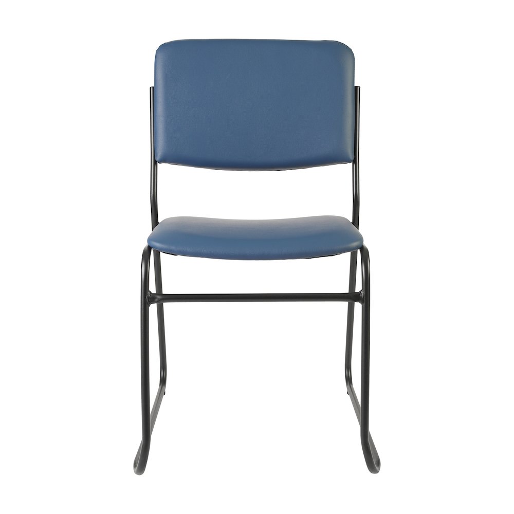 HERCULES 500 lb. Capacity High Density Navy Vinyl Stacking Chair with Sled Base. Picture 9