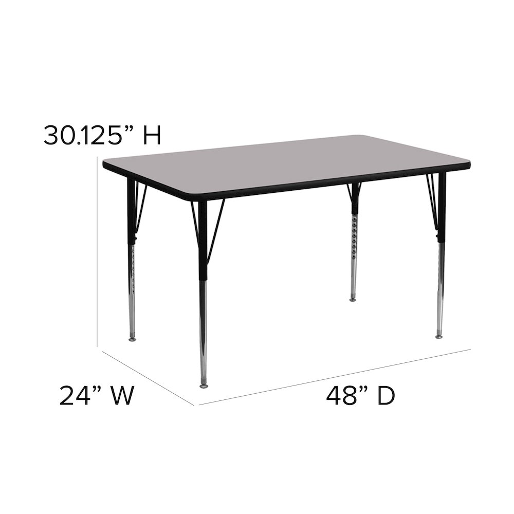 24''W x 48''L Grey Thermal Activity Table - Standard Height Adjustable Legs. Picture 6