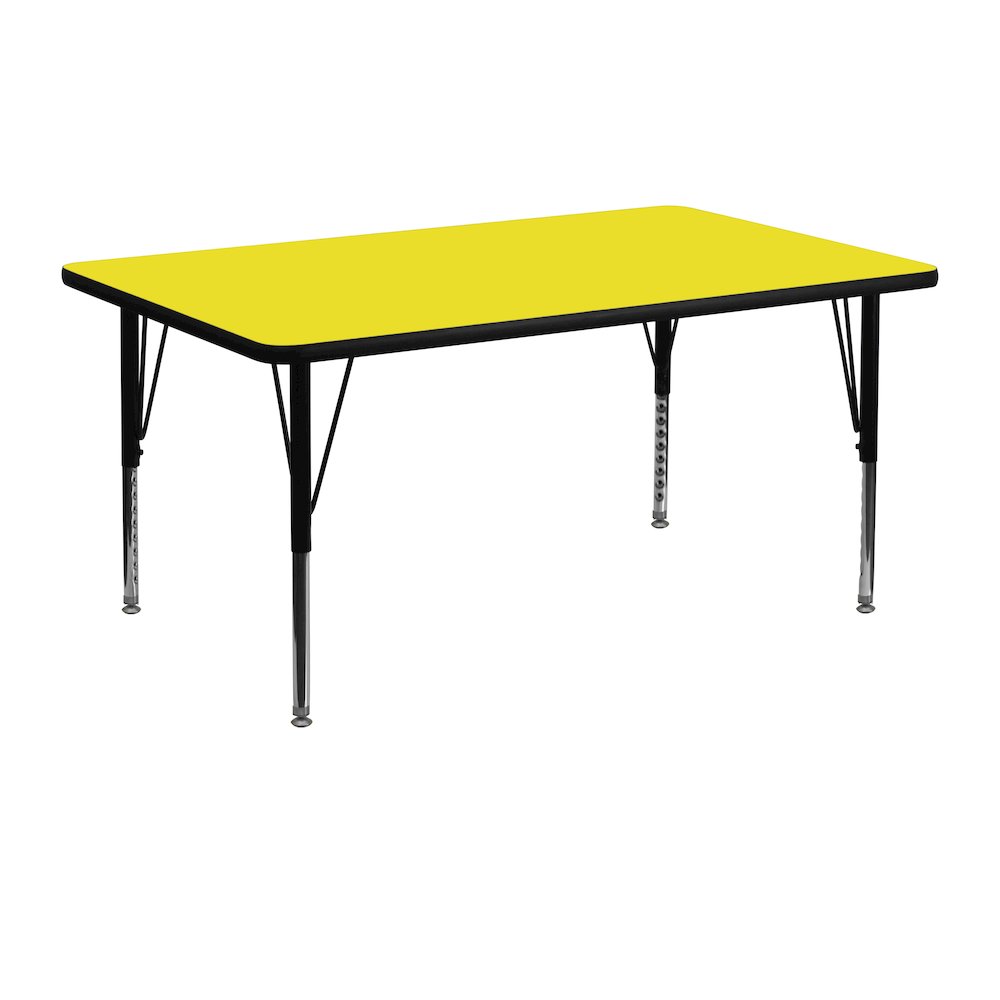 24''W x 48''L Yellow HP Activity Table - Height Adjustable Short Legs. Picture 1