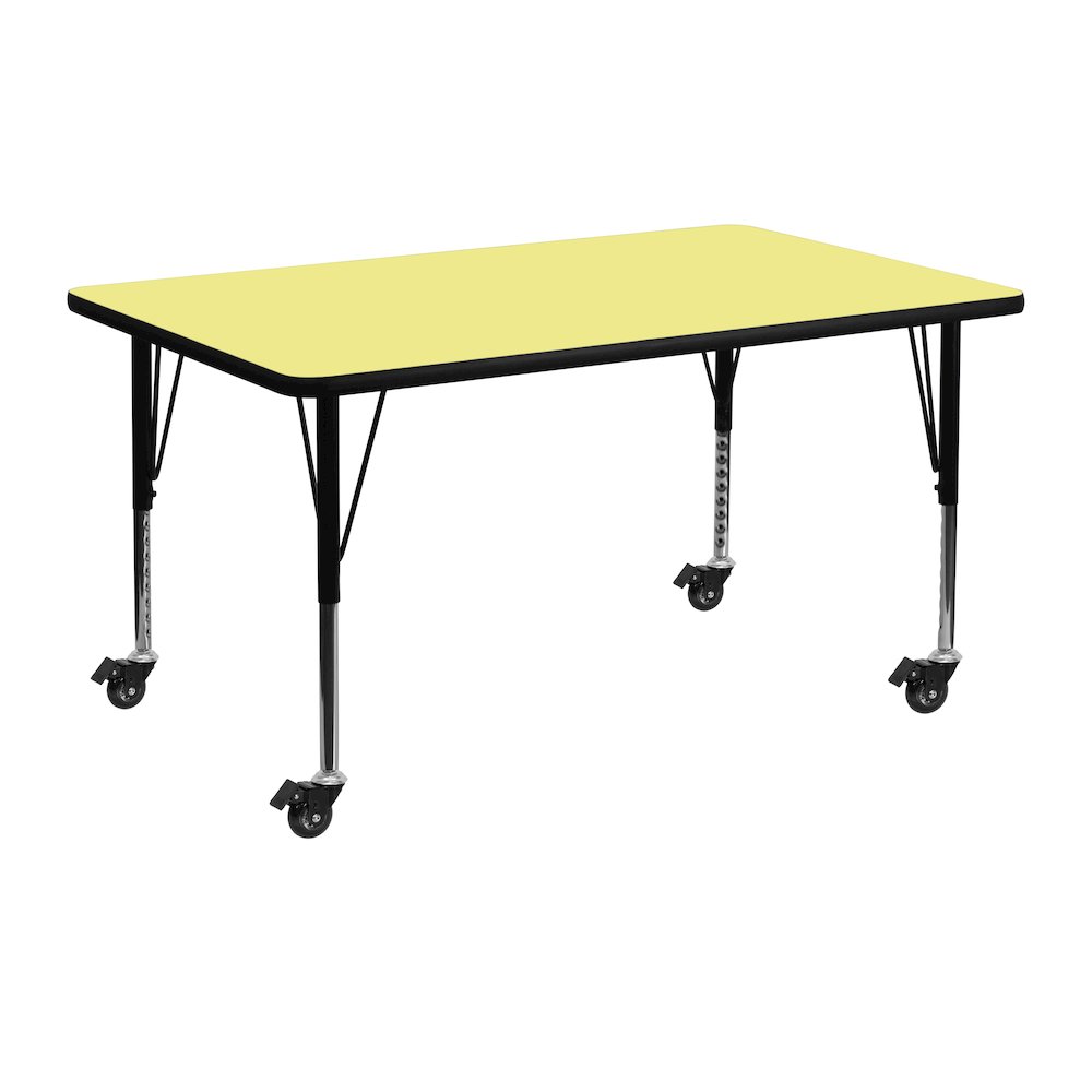 Mobile 24''W x 48''L Yellow Thermal Activity Table - Height Short Legs. Picture 1