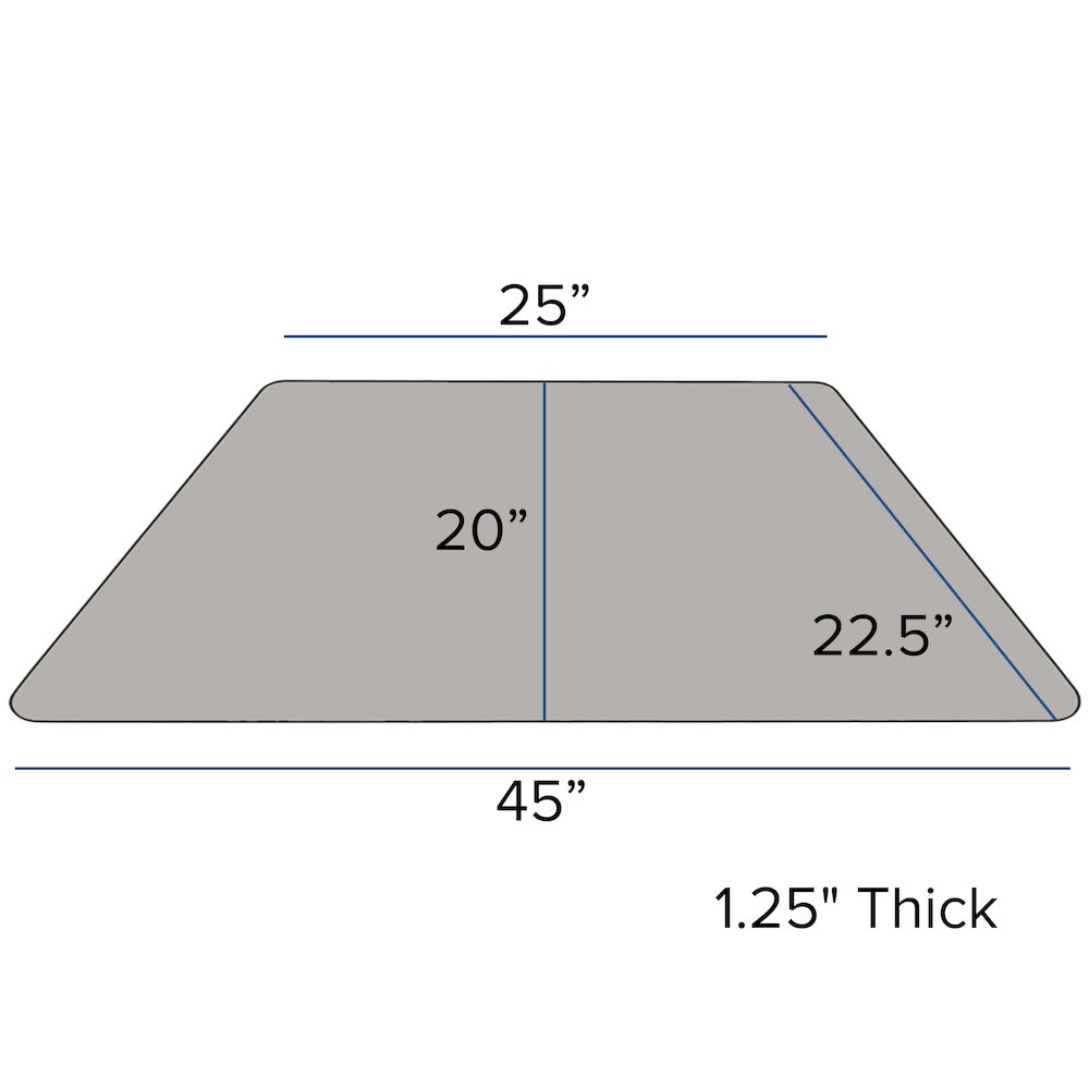 22.5''W x 45''L Trapezoid Grey HP Activity Table - Height Adjustable Short Legs. Picture 4
