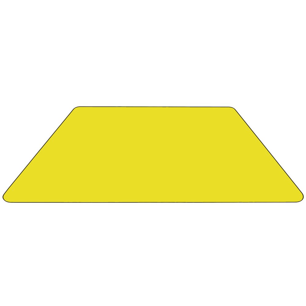 Mobile 22.5''W x 45''L Trapezoid Yellow HP Activity Table - Standard Height Legs. Picture 4