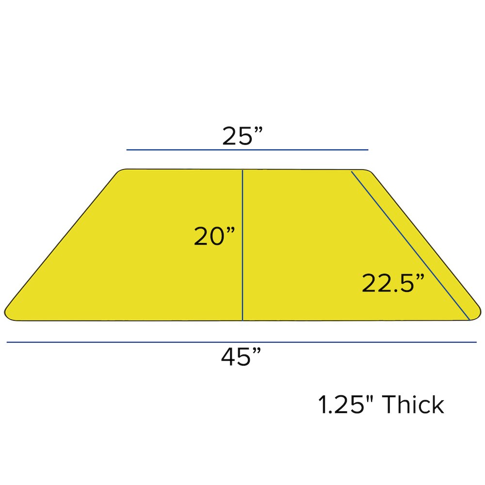 22.5''W x 45''L Trapezoid Yellow HP Activity Table - Standard Height Legs. Picture 3