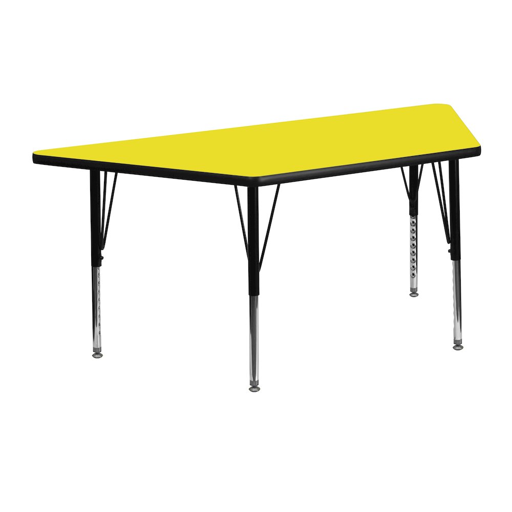22.5''W x 45''L Trapezoid Yellow HP Activity Table - Height Short Legs. Picture 1
