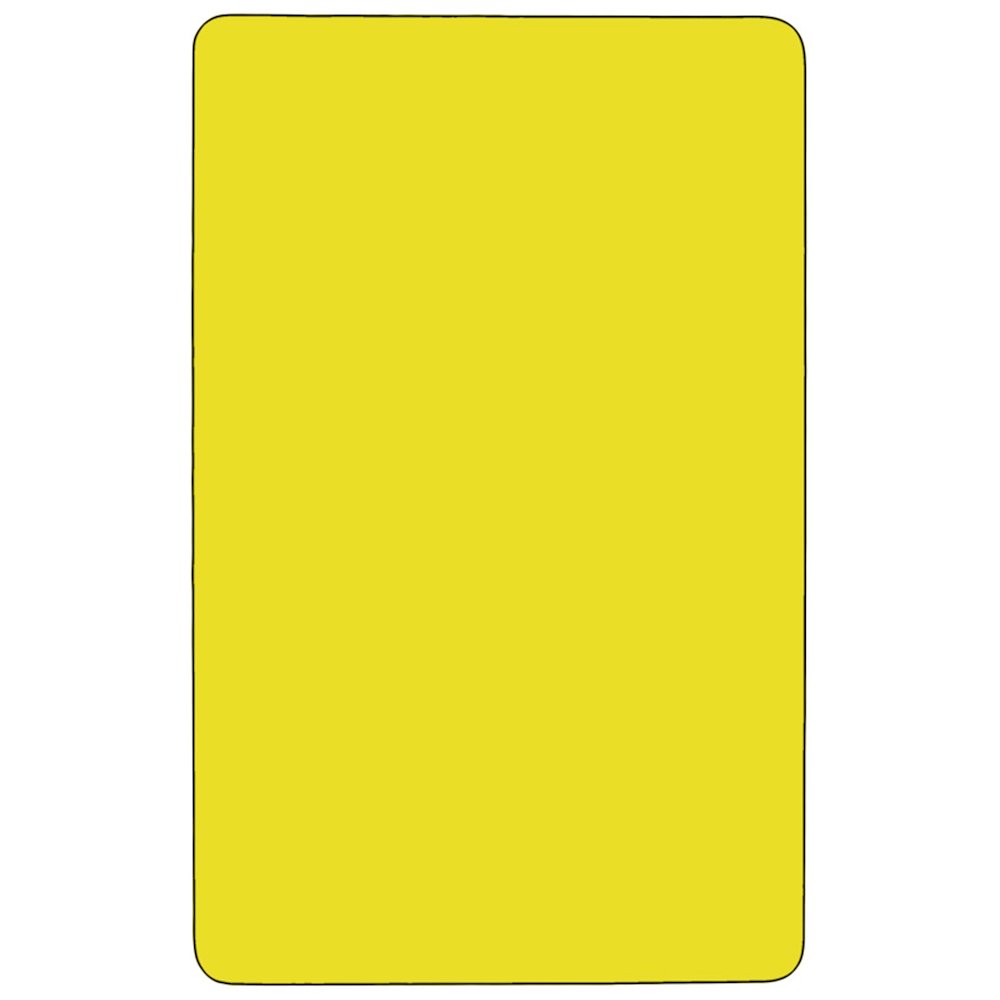 24''W x 60''L Rectangular Yellow HP Laminate Activity Table - Height Adjustable Short Legs. Picture 2