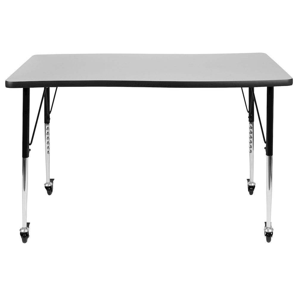 Mobile 28"W x 47.5"L Rectangle Grey Activity Table-Standard Height Adjust Legs. Picture 7