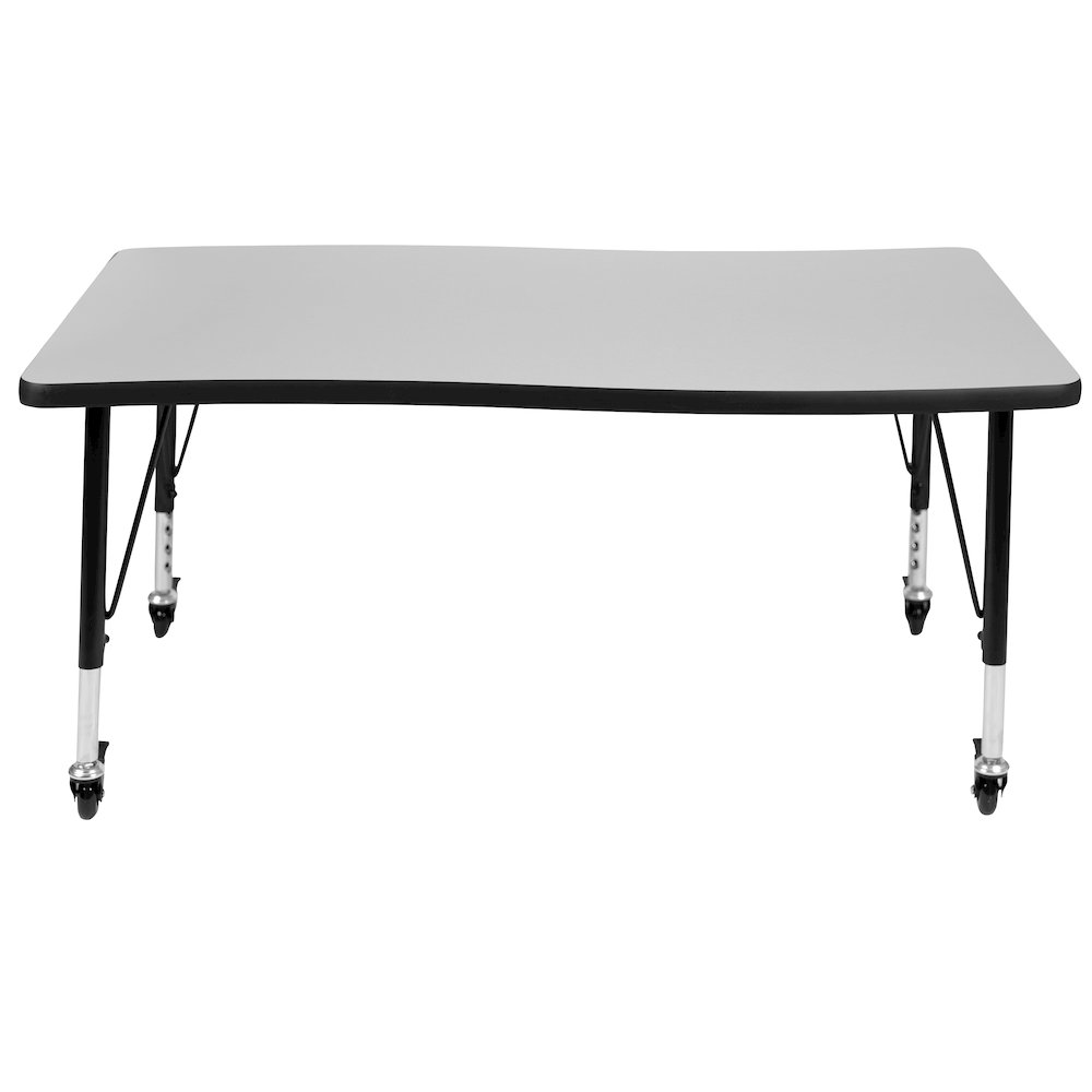 Mobile 28"W x 47.5"L Rectangle Grey Activity Table - Height Adjust Short Legs. Picture 7