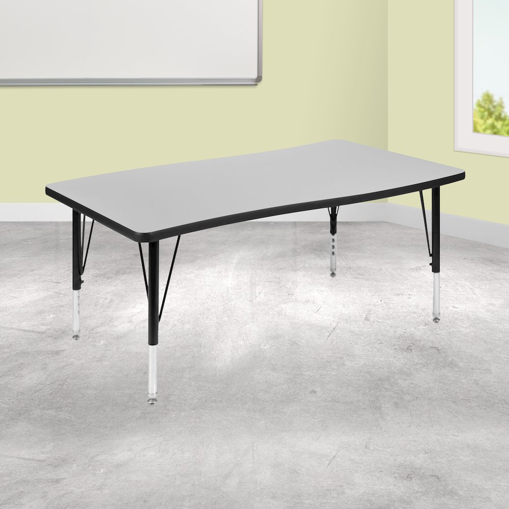 28"W x 47.5"L Rectangle Grey Thermal Activity Table - Height Adjust Short Legs. Picture 2