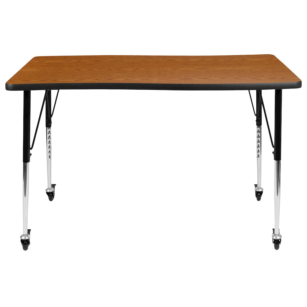 Mobile 28"W x 47.5"L Rectangle Oak Activity Table-Standard Height Adjust Legs. Picture 7