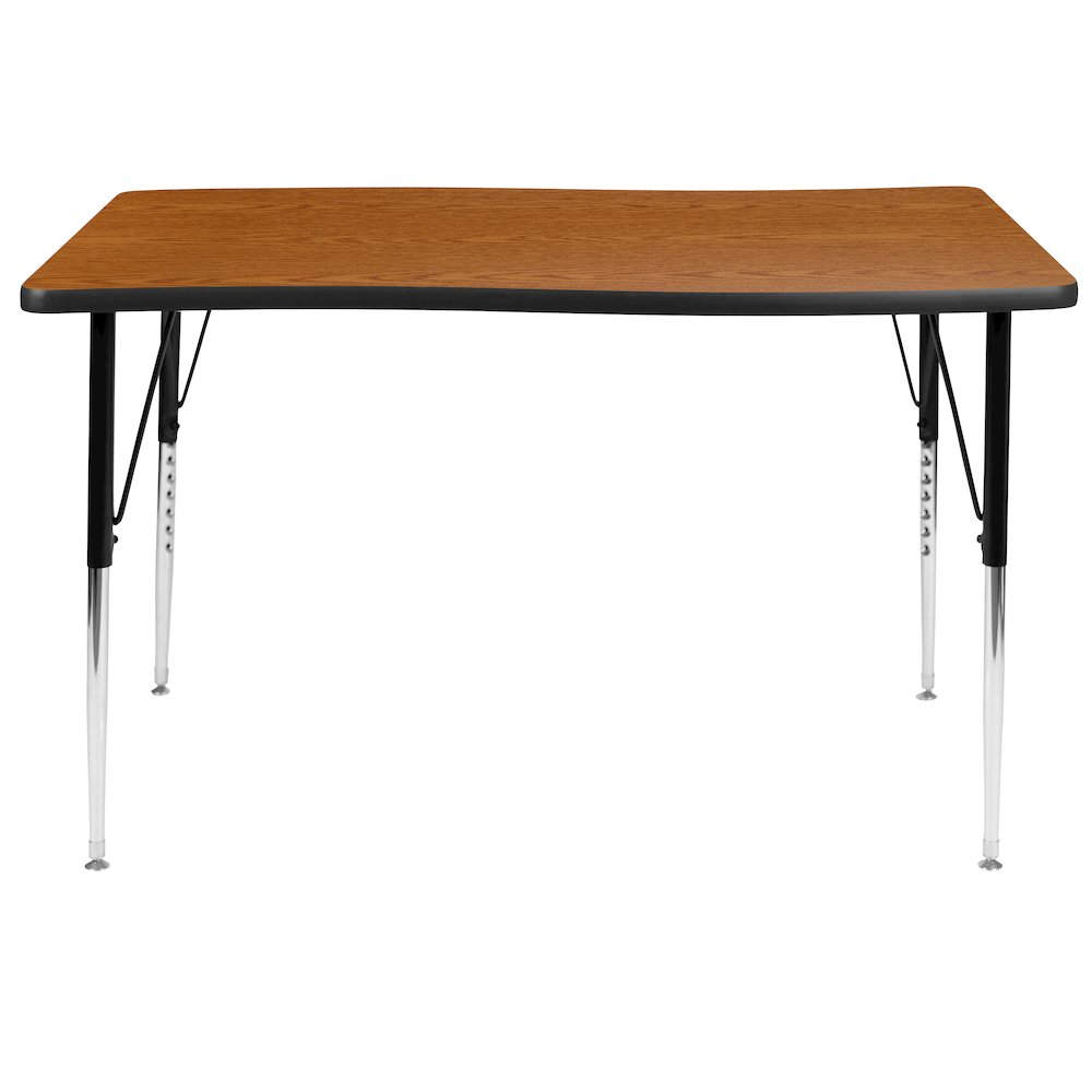 28"W x 47.5"L Oak Finish Activity Table - Standard Height Adjust Legs. Picture 7