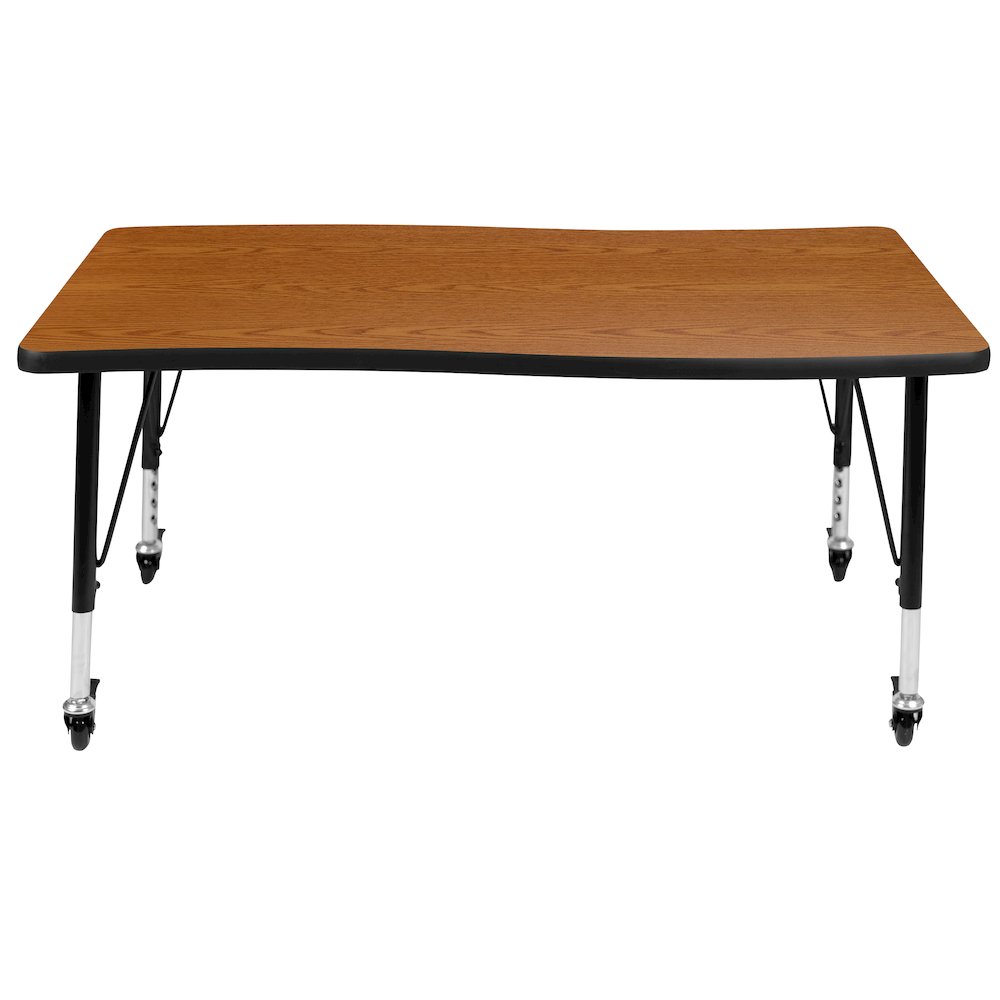 Mobile 28"W x 47.5"L Rectangle Oak Activity Table - Height Adjust Short Legs. Picture 7