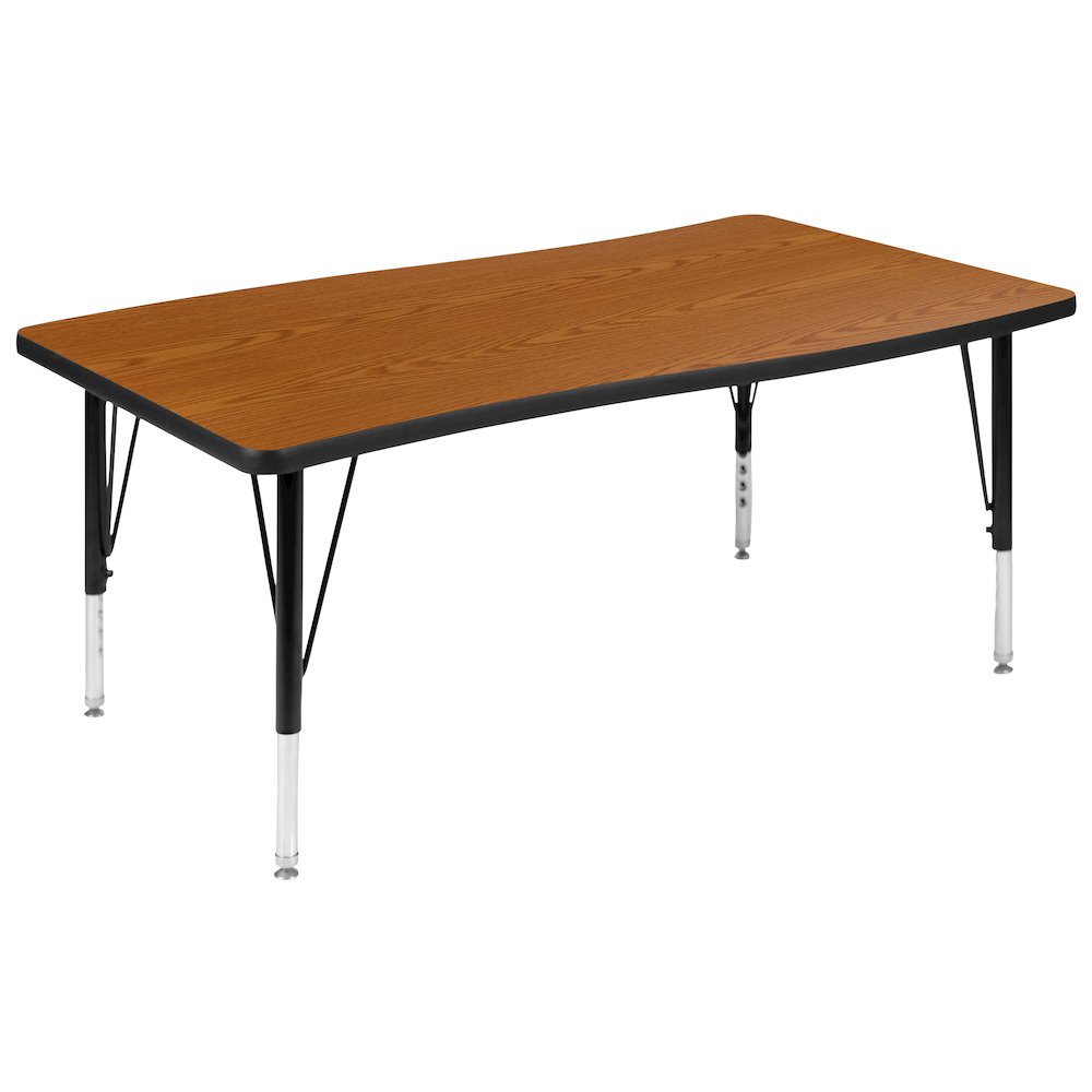 28"W x 47.5"L Rectangle Oak Thermal Activity Table - Height Adjust Short Legs. Picture 1