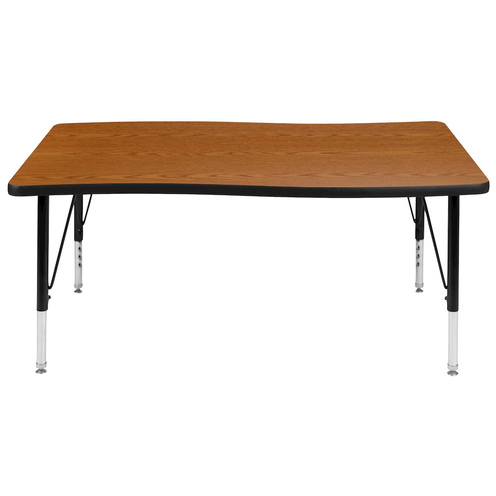 28"W x 47.5"L Rectangle Oak Thermal Activity Table - Height Adjust Short Legs. Picture 7