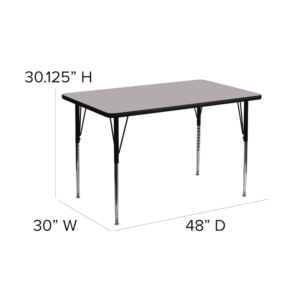 30''W x 48''L Grey Thermal Activity Table - Standard Height Adjustable Legs. Picture 5