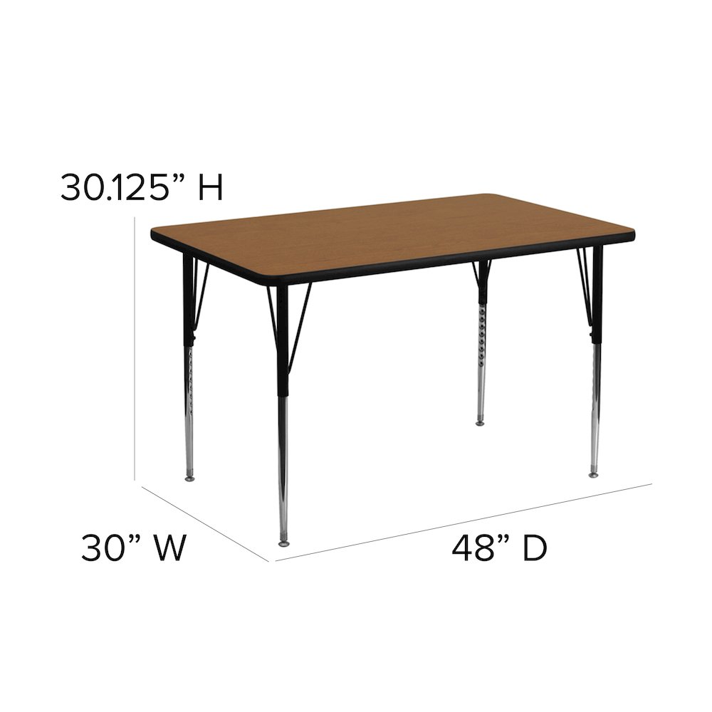 30''W x 48''L Oak Thermal Activity Table - Standard Height Adjustable Legs. Picture 6
