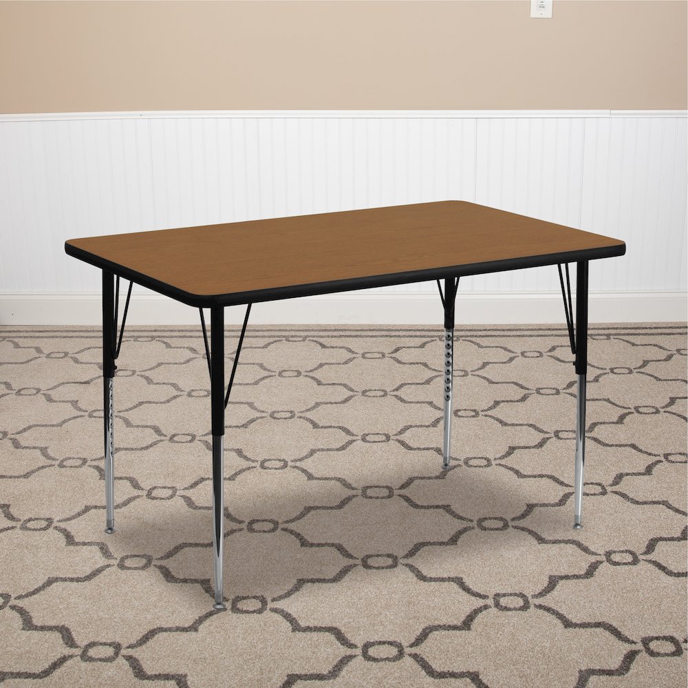 30''W x 48''L Oak Thermal Activity Table - Standard Height Adjustable Legs. Picture 2